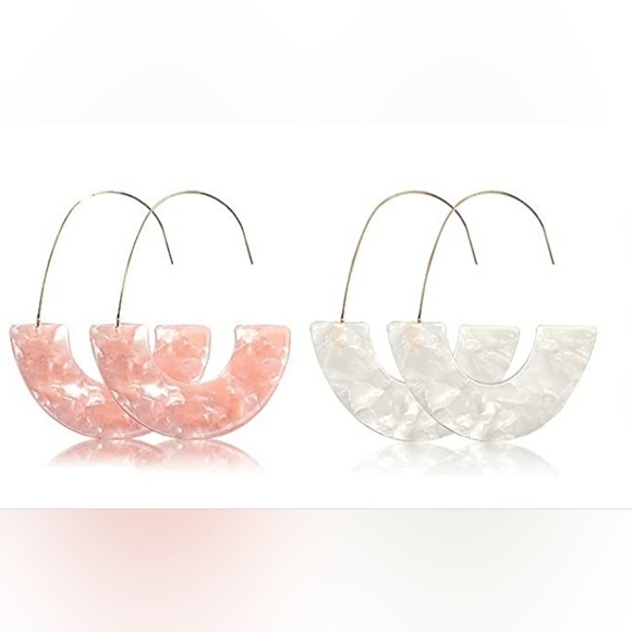 2 pairs Semi Circle Acrylic Dangling Earrings - Picture 1 of 4
